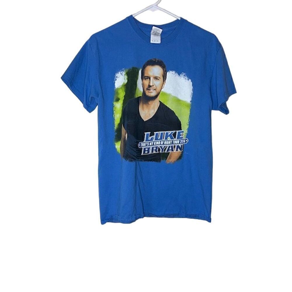 Luke Bryan Concert Tour Blue T-Shirt Medium Unisex Graphic Crew Neck Cotton